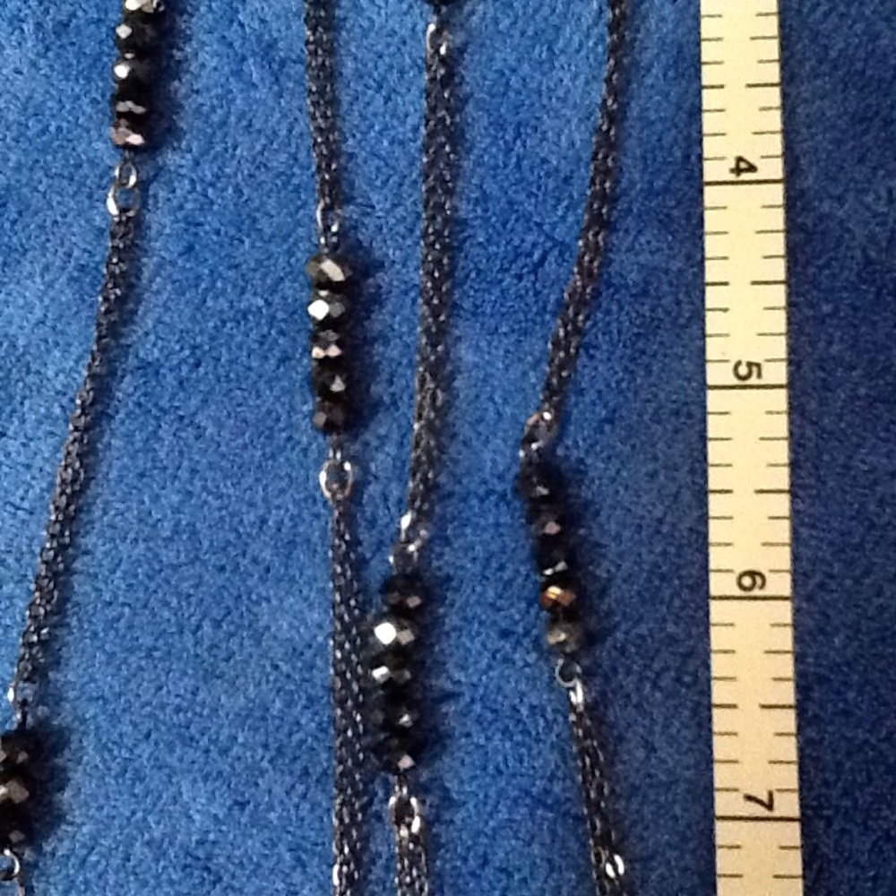 Long Hematite Beaded Necklace